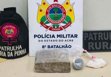 Policia Militar apreende mais de 1,5 kg de drogas na BR-364 próximo à Sena Madureira 